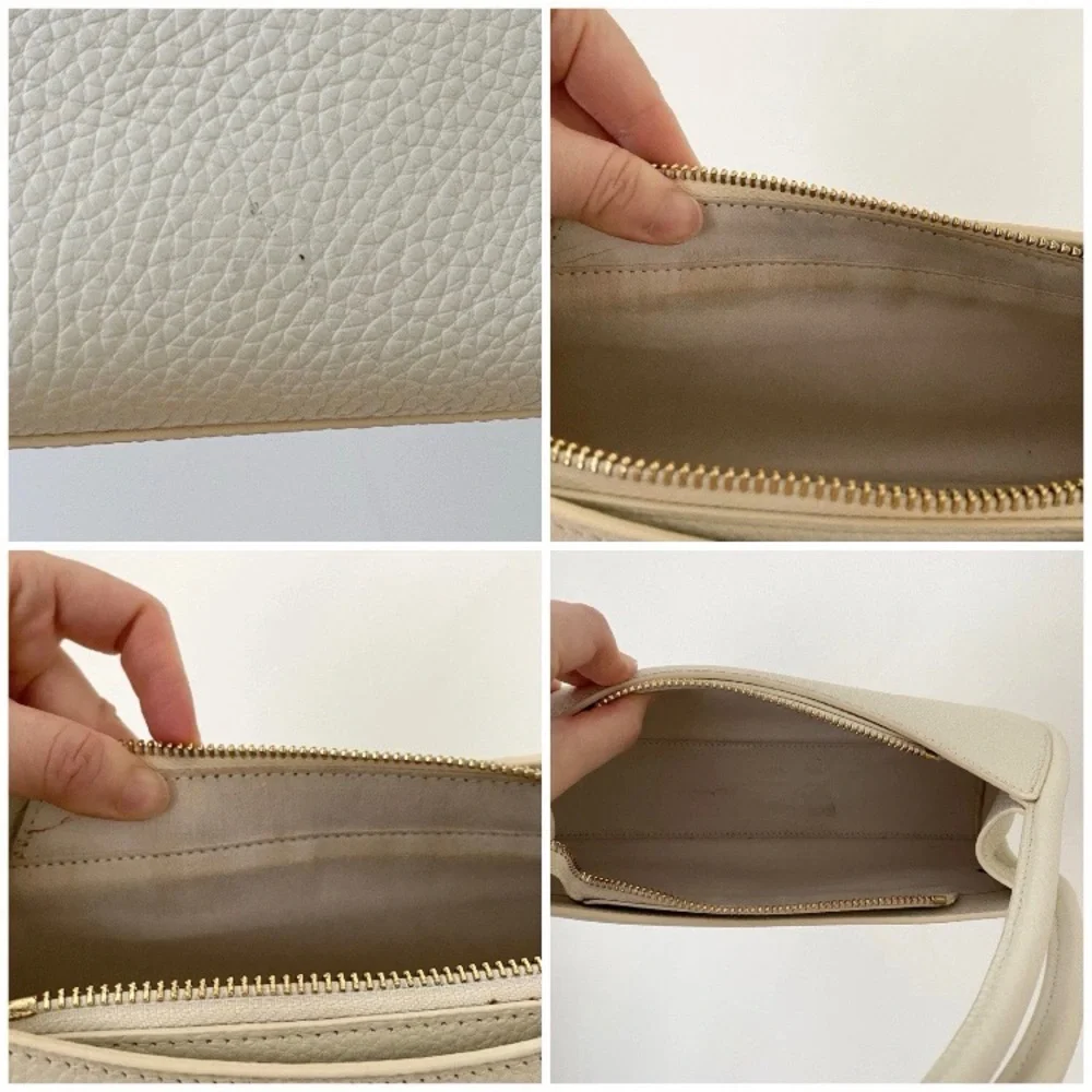 Cult Gaia Tala Cream Off-white Pebble Leather Knot Handle Shoulder Satchel Bag